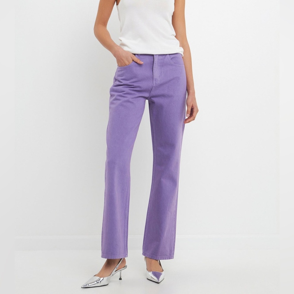💕Grey Lab size large Lavender straight leg purple jeans